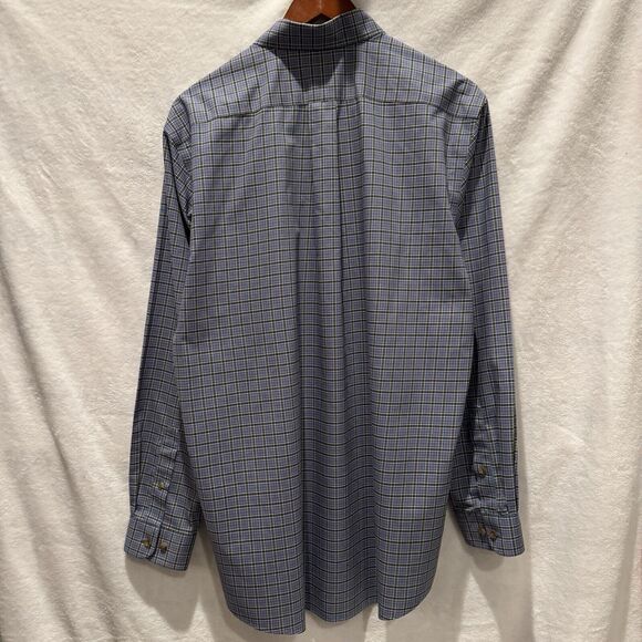 LL Bean Shirt Mens Medium Tall Blue Cotton Plaid Button Down Traditional Fit - Picture 6 of 11